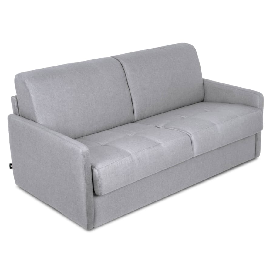 Canapé convertible 3 places en tissu gris ouverture express, accoudoirs slim